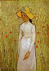White Calm Paintings - Girl in White by Vincent van Gogh